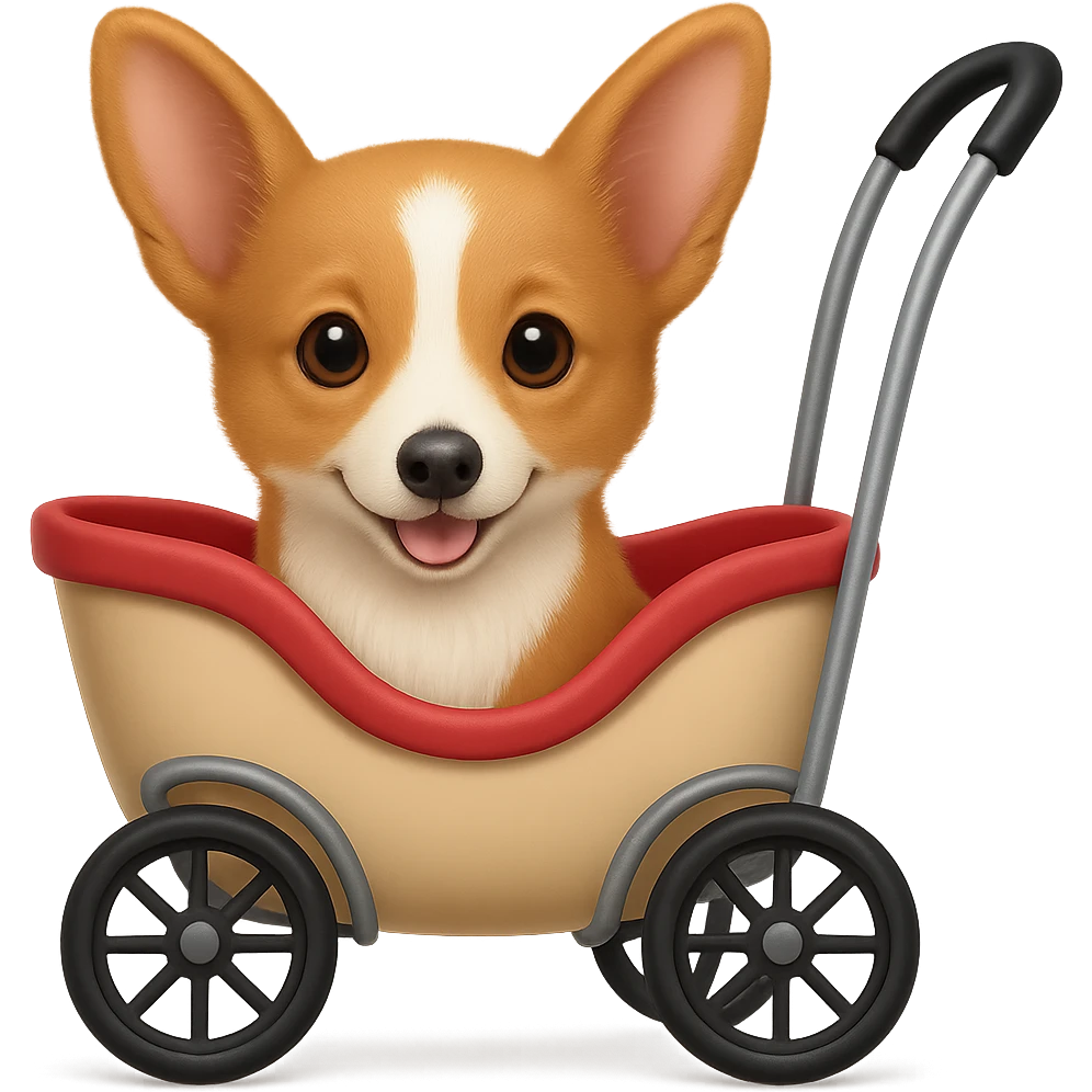 Make the corgi slim and extra cute, keeping a realistic look in the style of Apple emojis, with no background. emoji