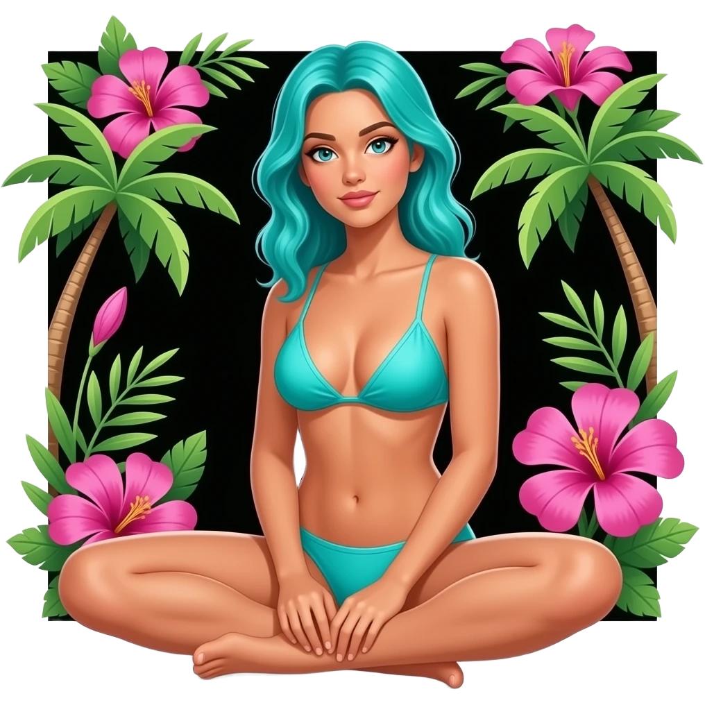 A tropical human girl hot сидеть смотреть naked turquoise and vivid hot pink? Lime green floral line art on a sleek black naked🔞🧎🏽‍♀️‍➡️ emoji