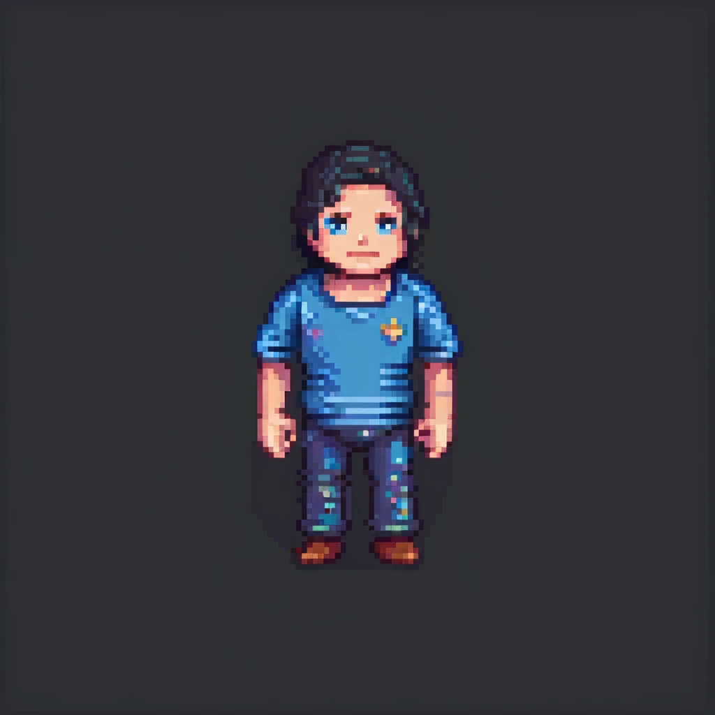 John Doe as a pixel art character, simple and expressive, 8-bit style, standing pose emoji
