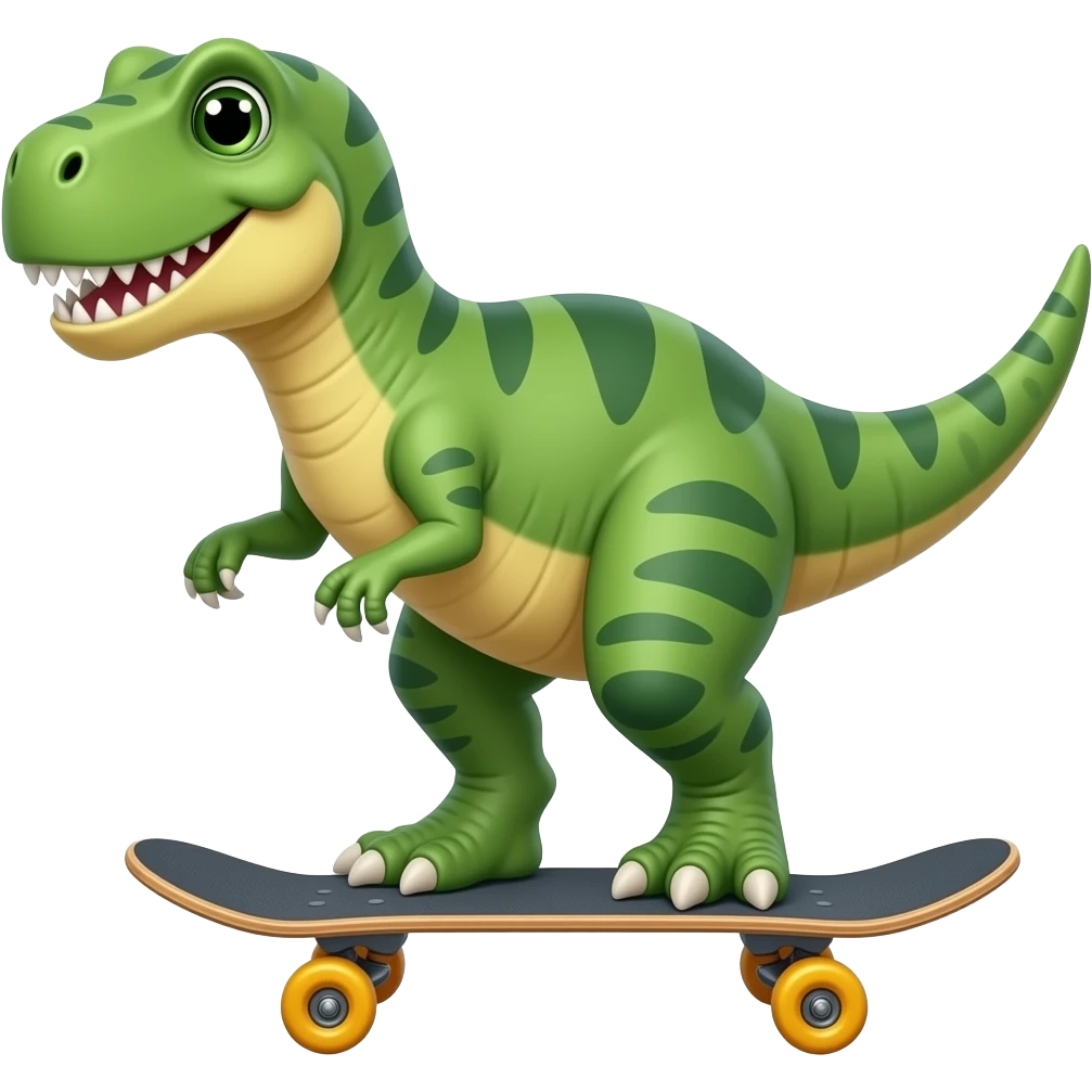 Dinosaur on a skateboard emoji
