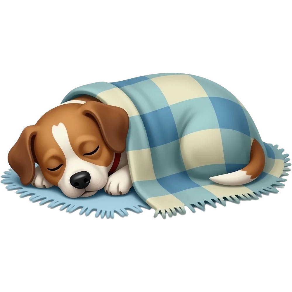 Cachorro sujo dormindoem cobertor surrado emoji