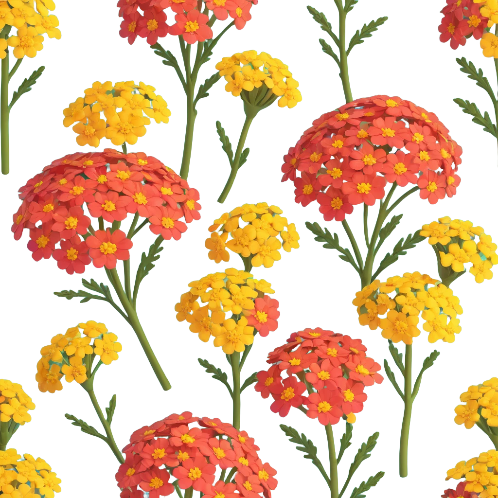 Enhance the yarrow flowers by adding more volume, making them more expressive and realistic while preserving the 3D iOS style. Use soft lighting, smooth shadows, bright colors, and a modern Apple approach. emoji