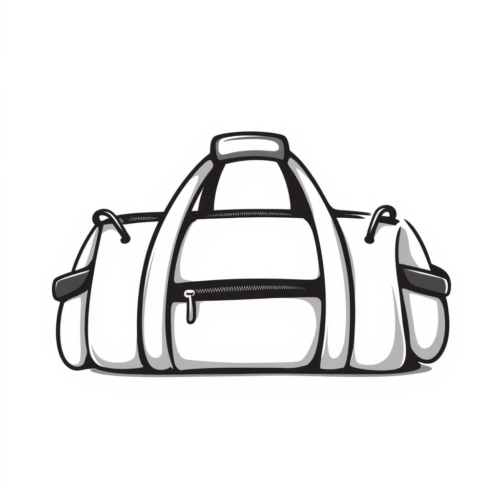 hand-drawn doodle style gym bag, sketchy black lines, no fill emoji