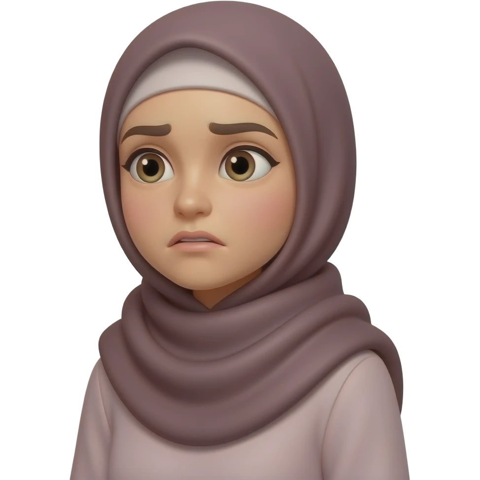 Hijabi woman looking in the corner being confused emoji