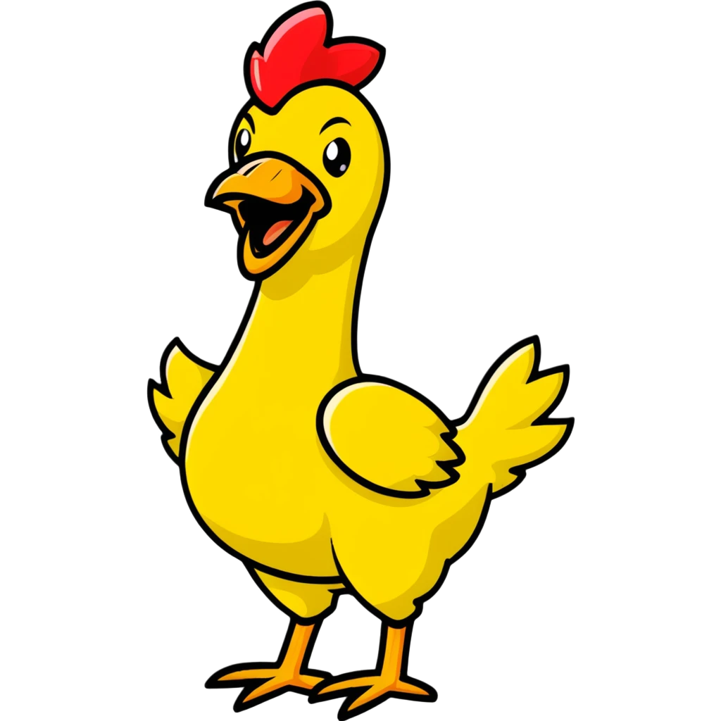 long neck yellow chicken shouting emoji