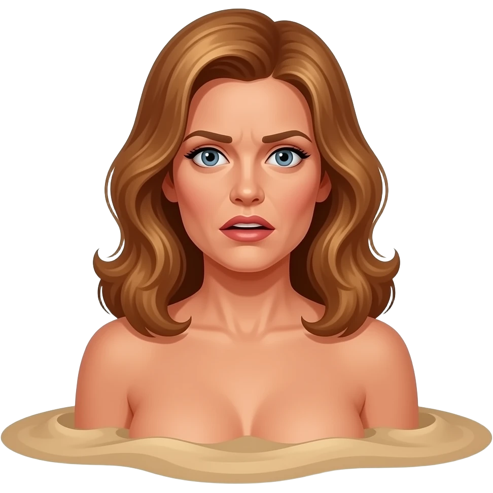 a terrified raquel welch sinking naked chest deep in quicksand emoji