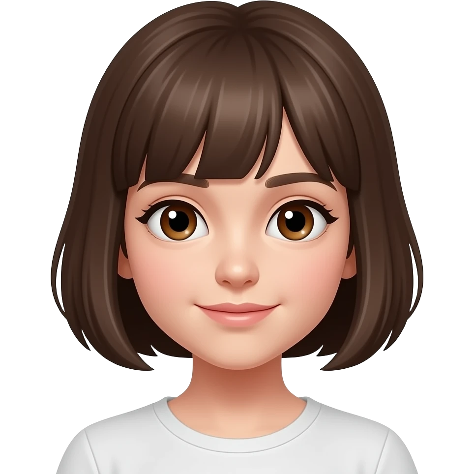 Girl, short hair, brown eyes emoji