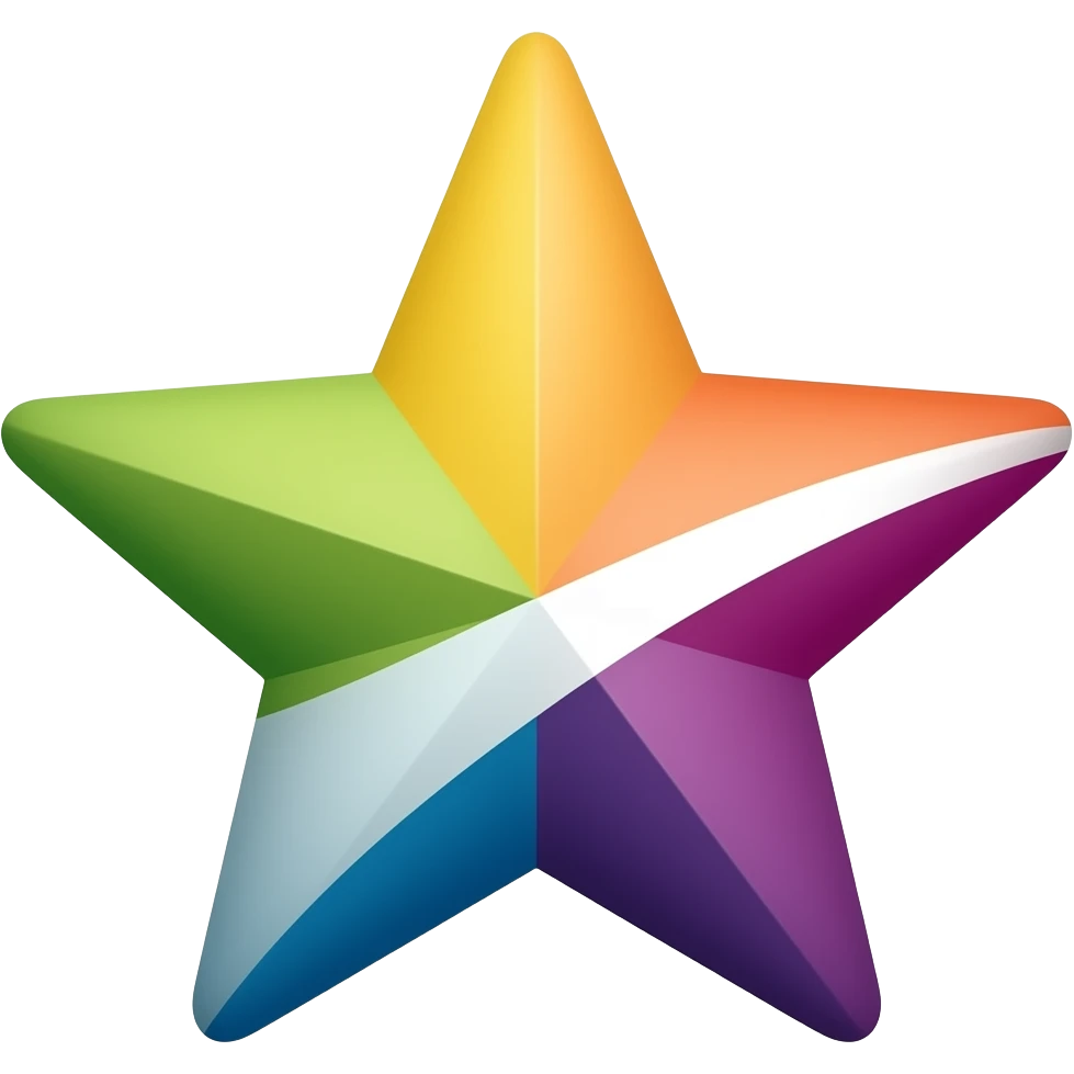 yıldızlar rengarenk ve gerçek logo olsun emoji