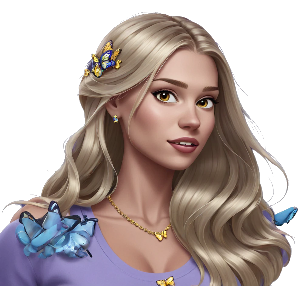 blonde girl with butterfly jewelry emoji
