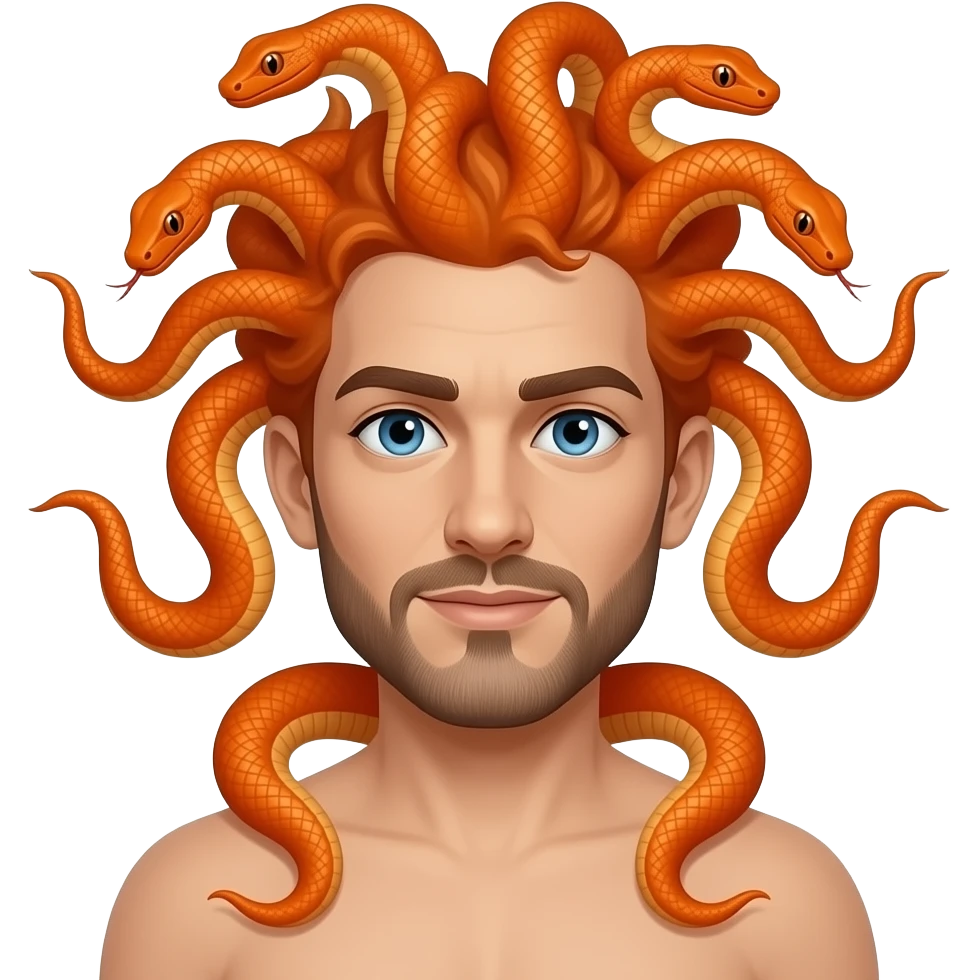 male medusa  with orange snakes emoji