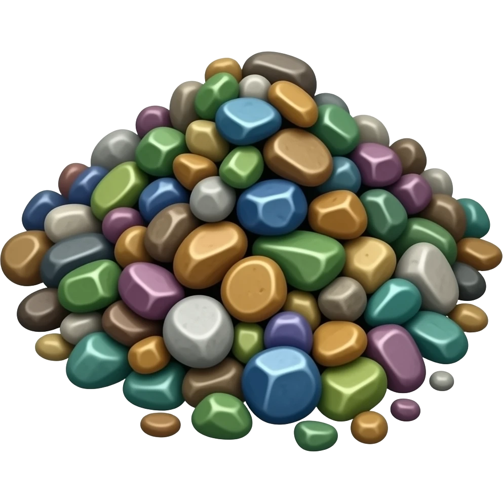 small pile of different ore and lots of small stones emoji