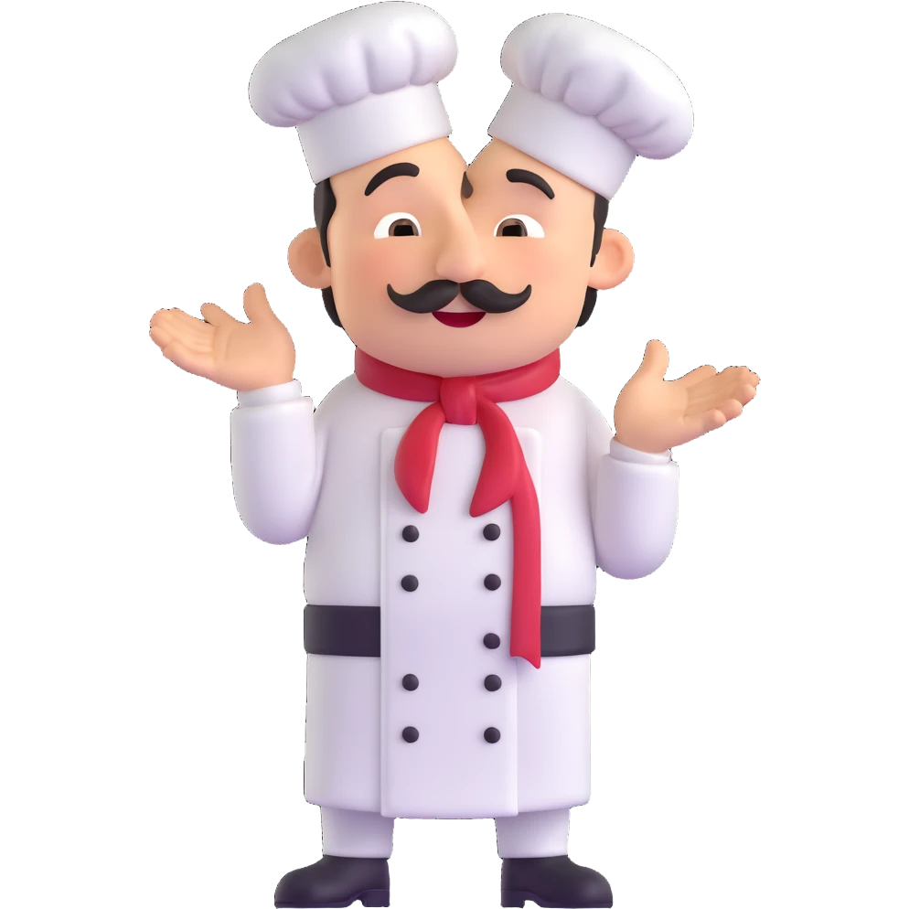 chef making a 'chef's kiss' gesture, expressive, clear, suitable for emoji emoji