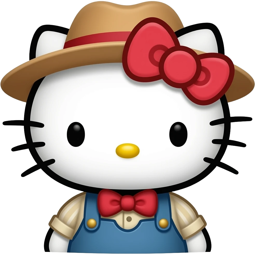 hello kitty disfrazado de hucle berry finn emoji