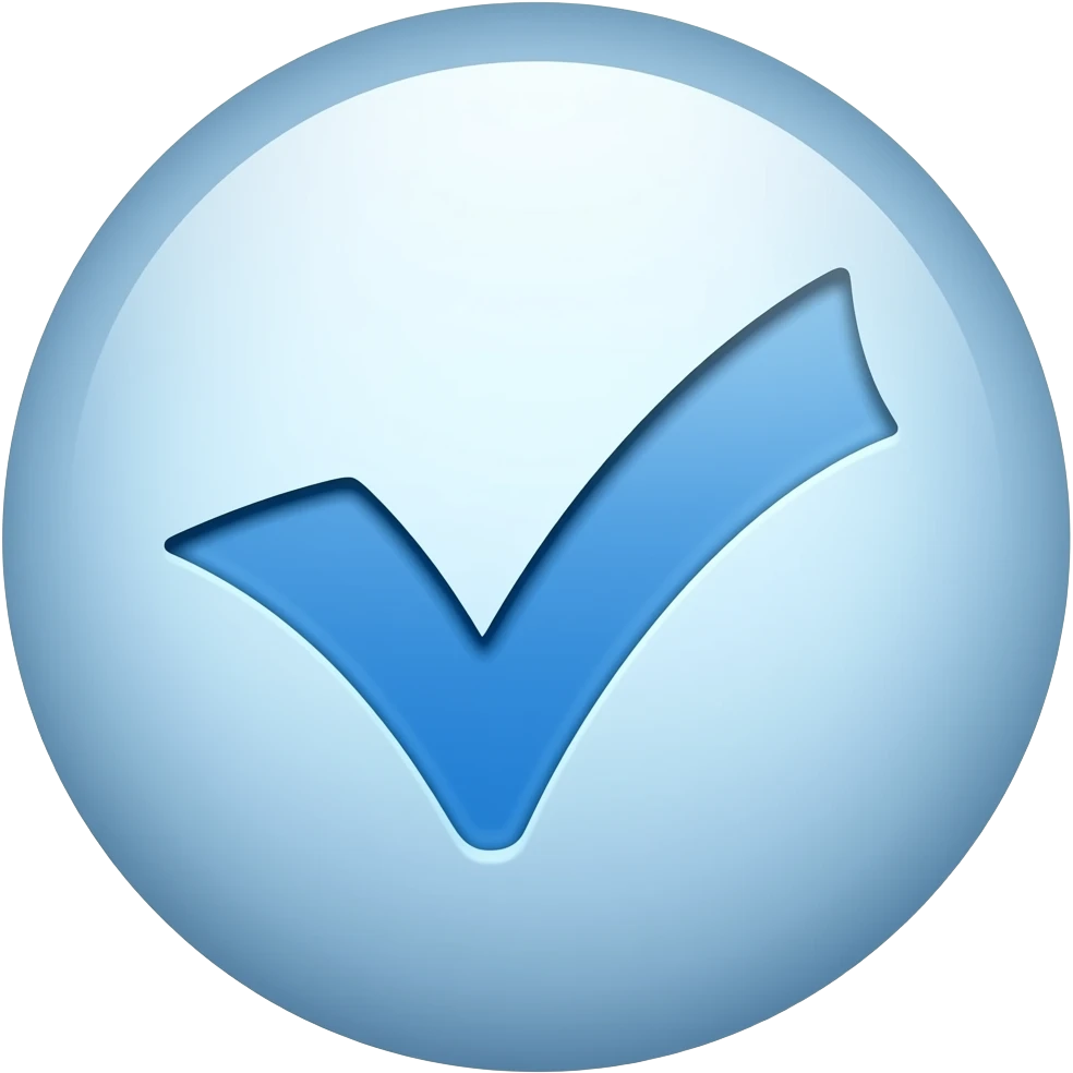 Круглая синяя галочка из приложения лайк emoji