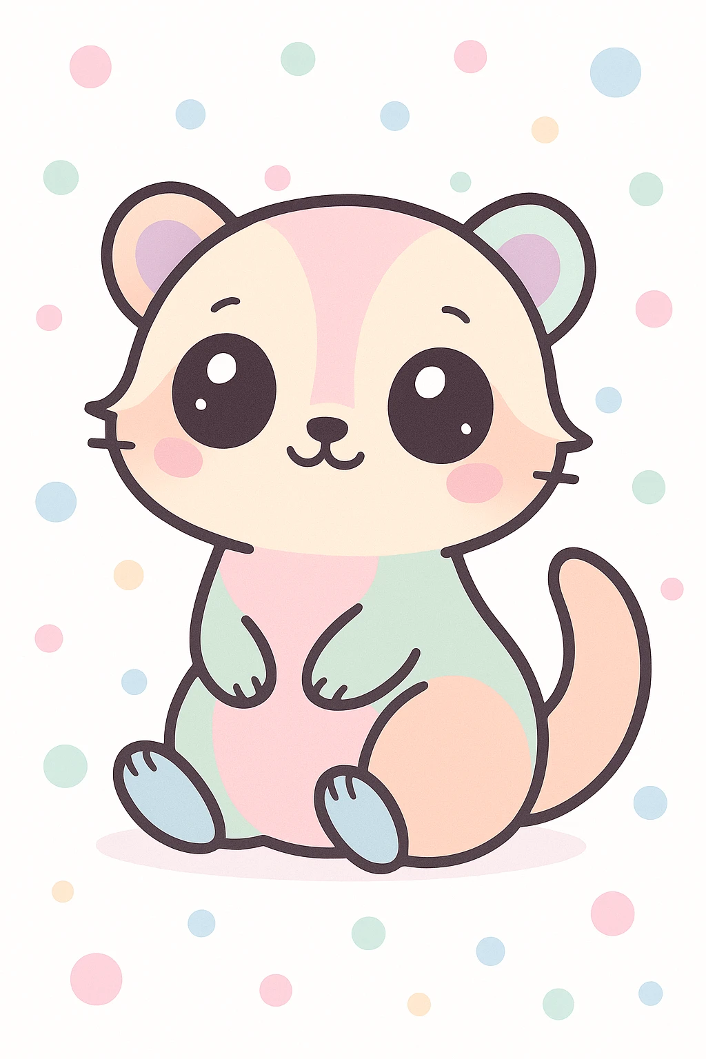 kawaii cartoon baby ferret, big eyes, cute pose, pastel colors, simple background emoji
