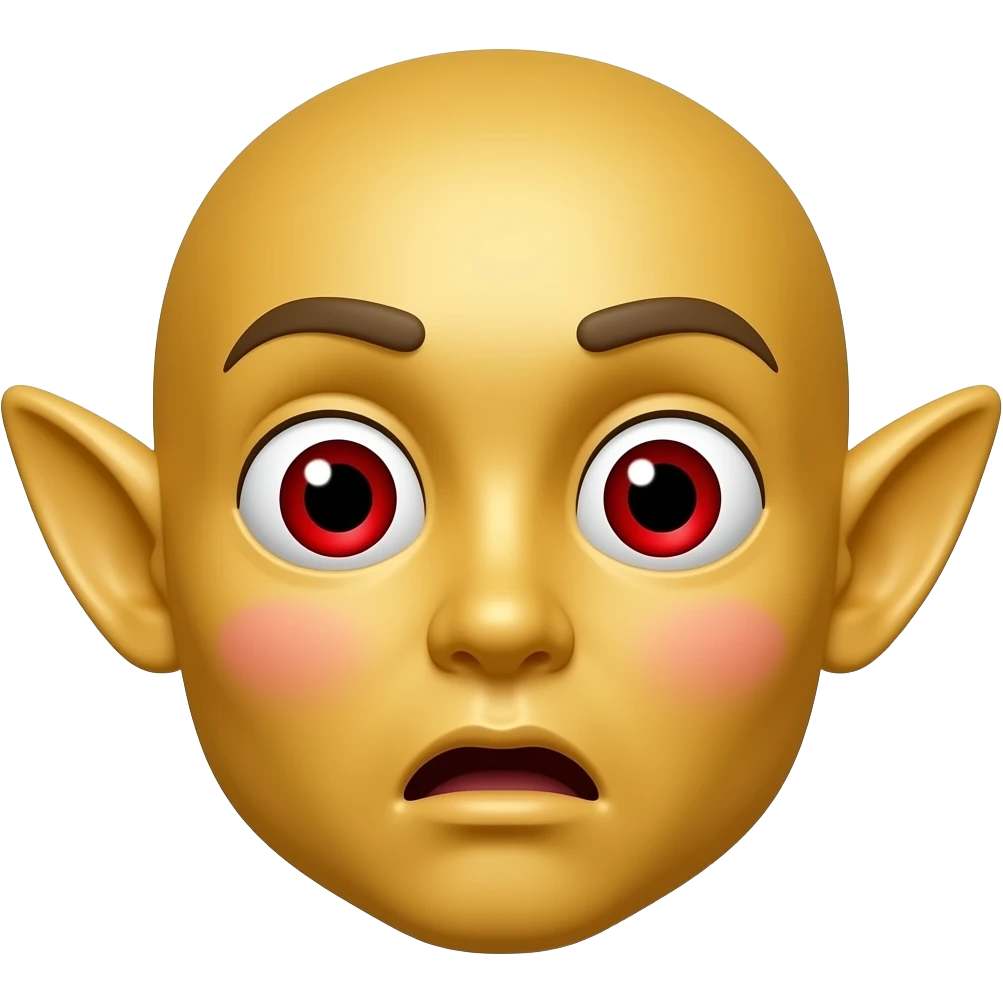 노란얼굴이 엘프귀를 하고 놀란 동공 붉은색 홍조를 하고 있는 이모티콘 emoji