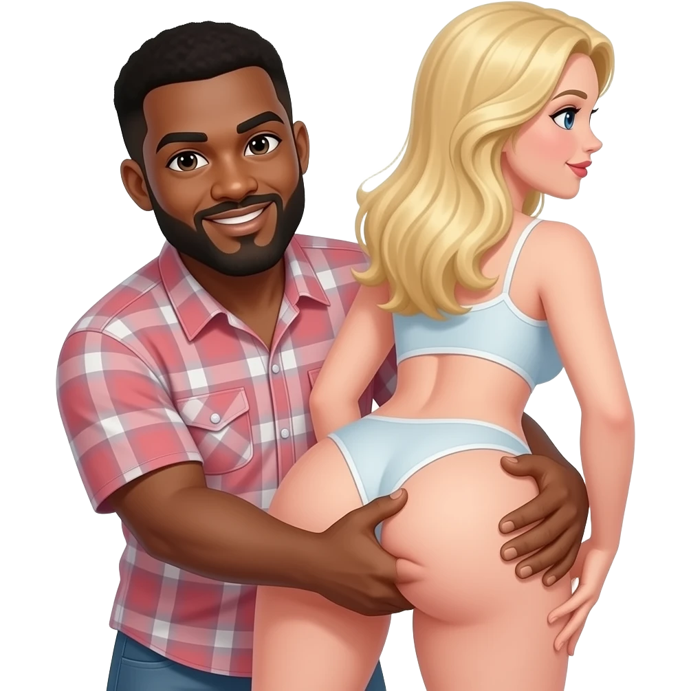 Black man squeezing blonde lady butt emoji