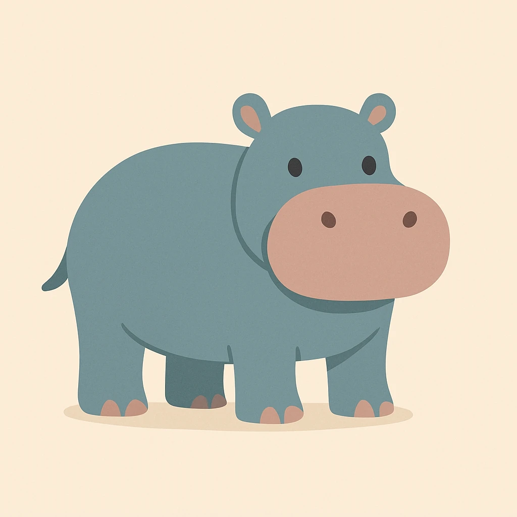 Flat design style hippopotamus emoji