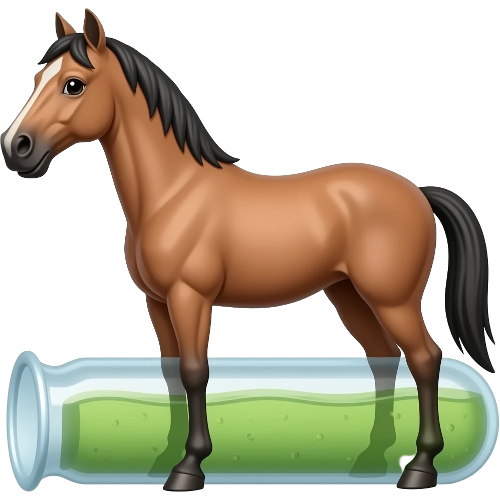 Test tube with legs on a horse emoji