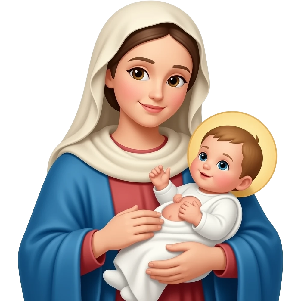 Mother Mary holding baby Jesus after giving birth emoji