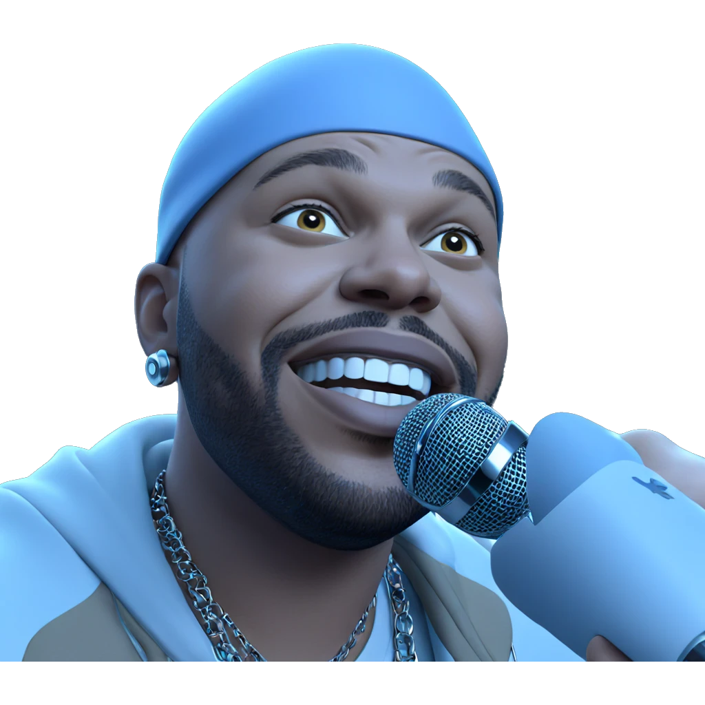 bald man with microphone jewelry emoji
