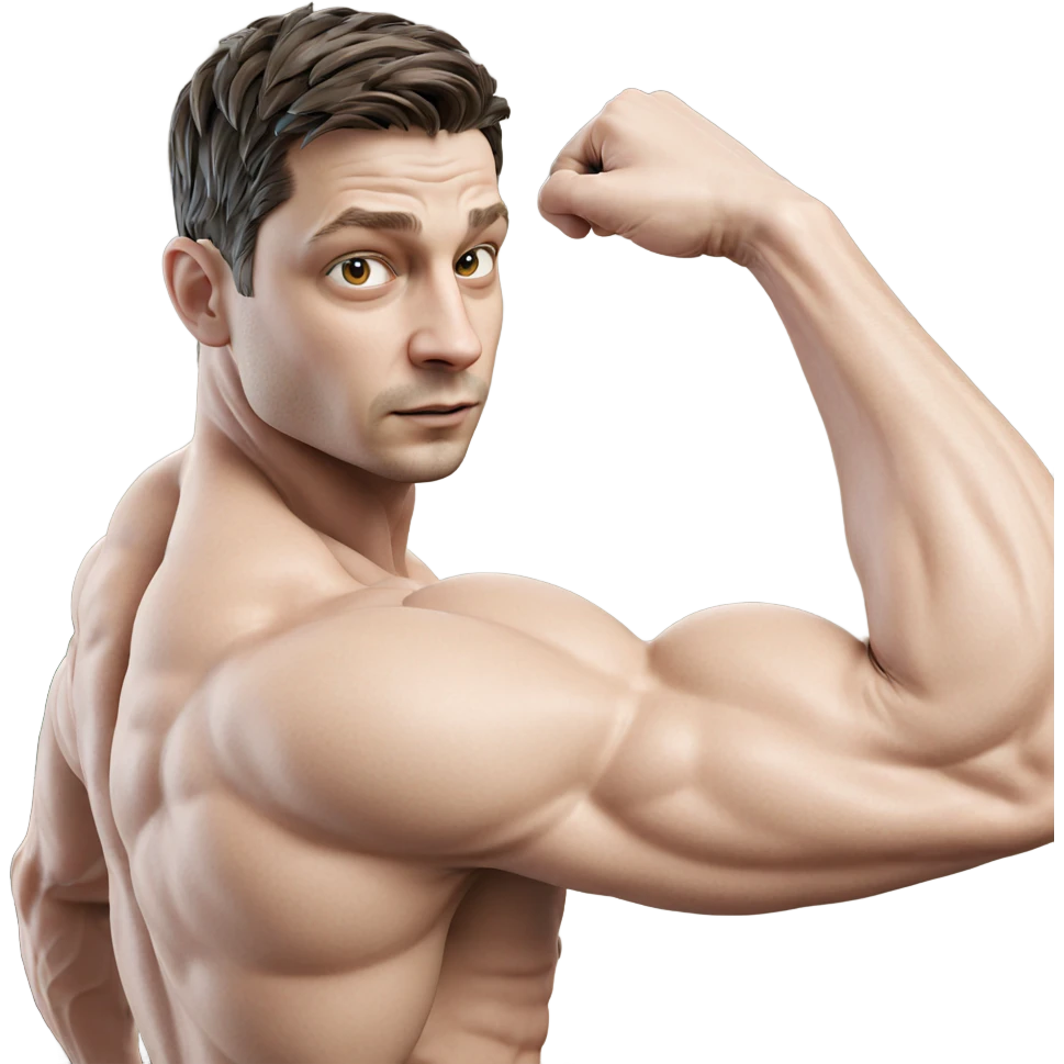 muscular man flexing indoors emoji