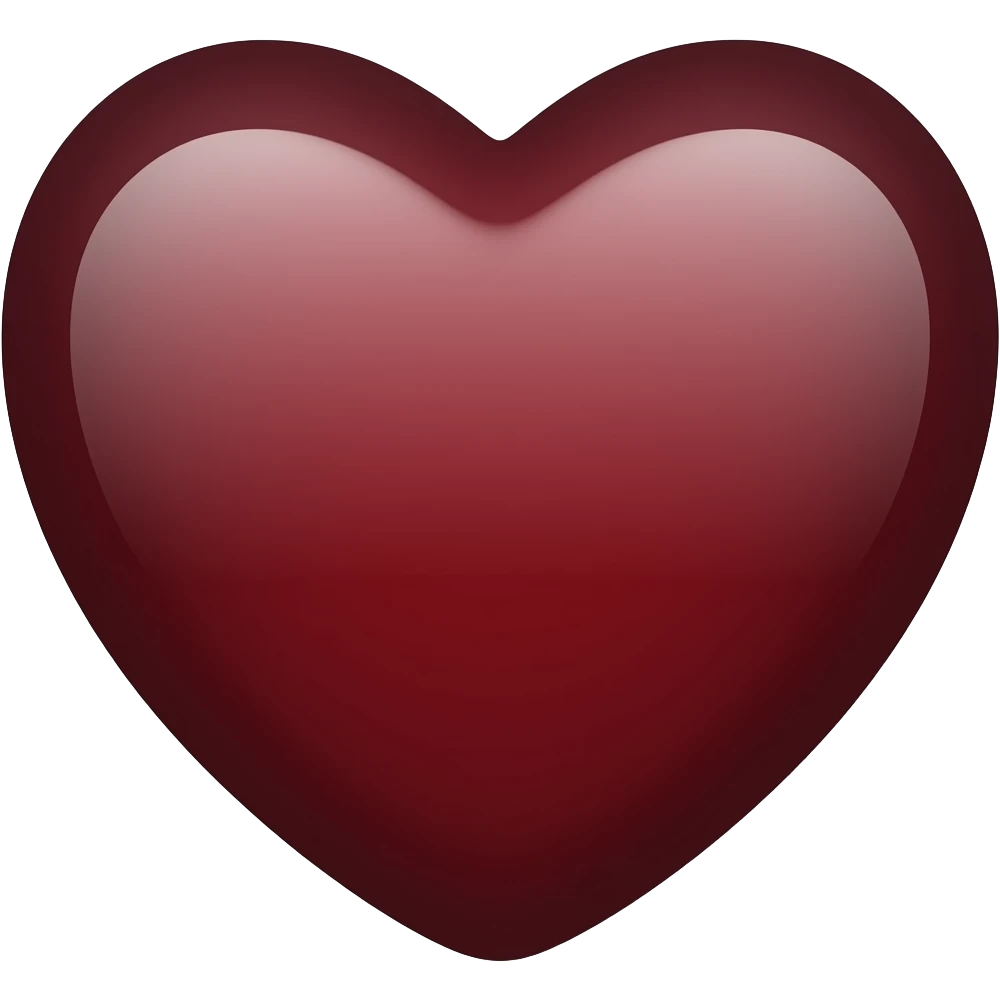 A dark burgundy wine red cherry red love heart shape emoji