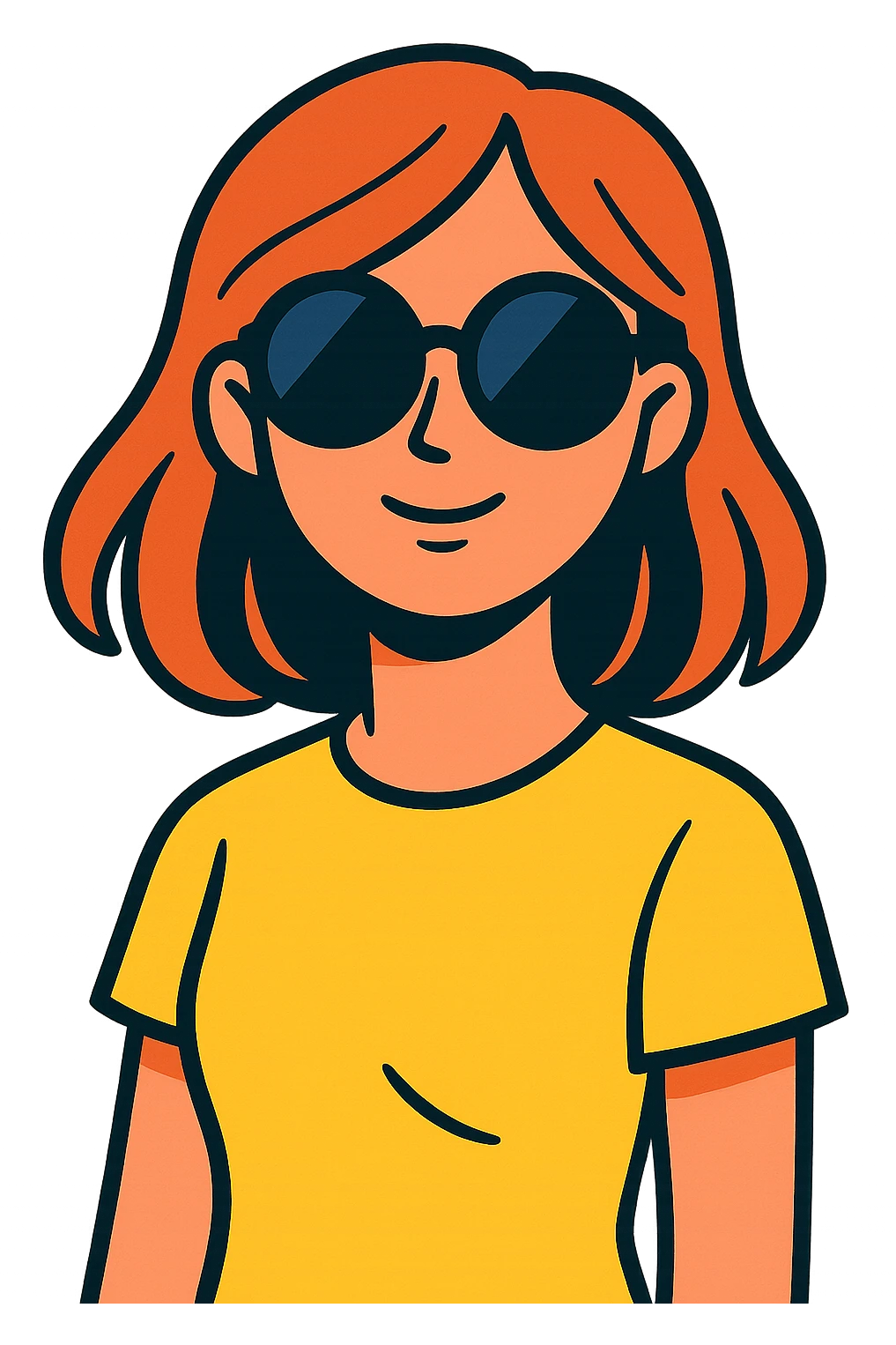 jolie fille avec des lunettes de soleil, style illustration moderne emoji