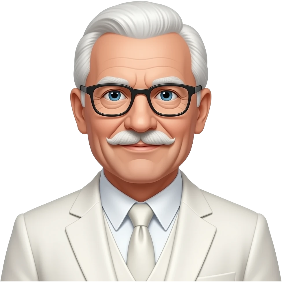 Colonel Sanders from Fictional Characters with white suit with tie emoji