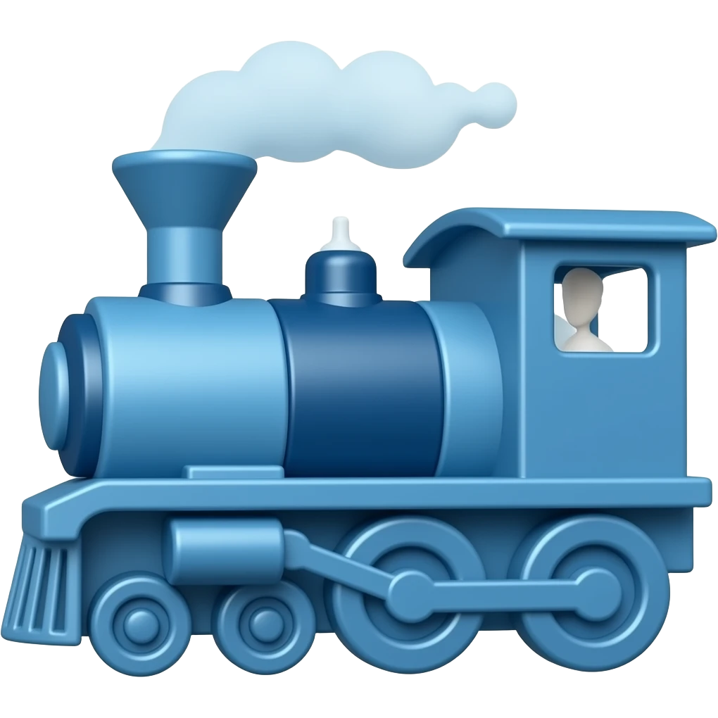 An icon showing an 3d style blue locomotive emoji