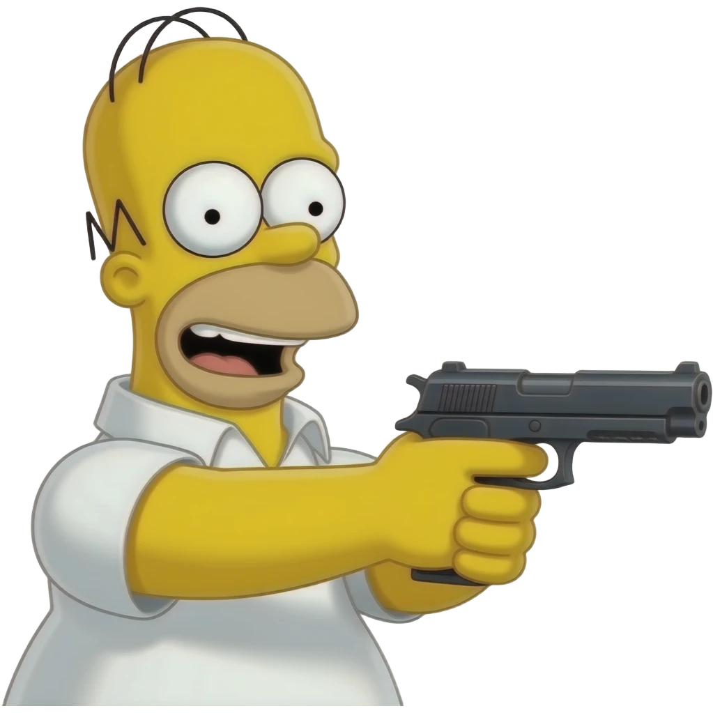Homer simson avec un pistolet emoji