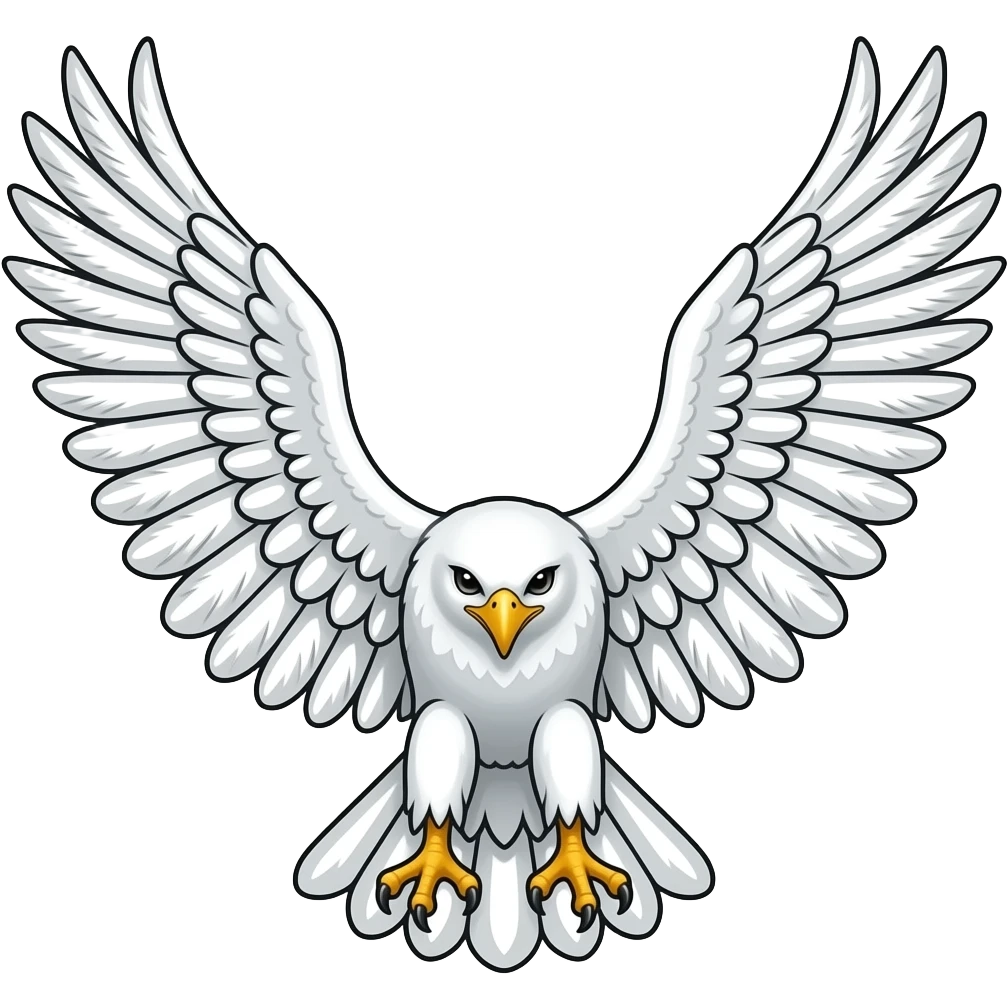all white Hawk wings open Line drawing Emoji .stl emoji