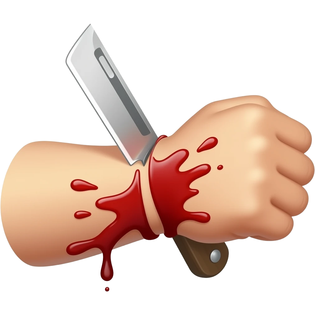 razor blade cutting a forearm and bleeding emoji