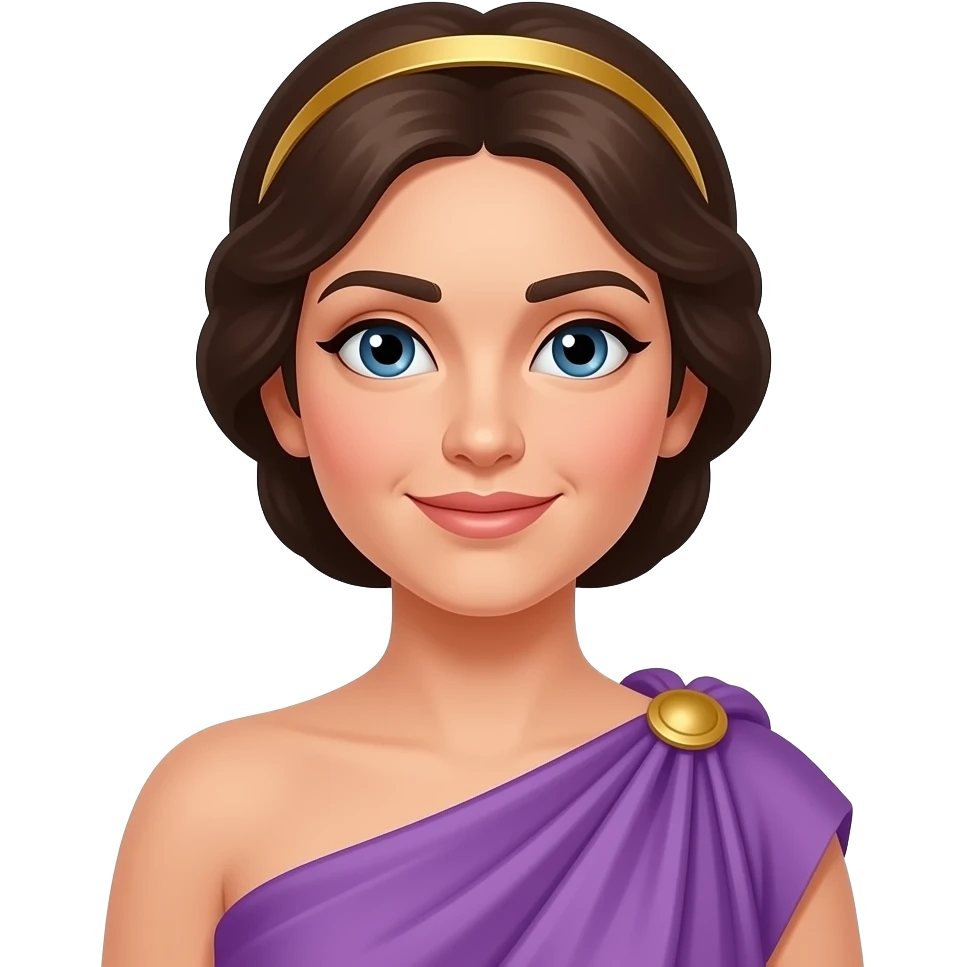 ancient Greek girl woman in purple outfit, golden head band emoji