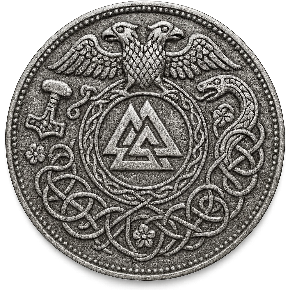 I need you to help me recreate these coing exactly as it is but just make it silver make the coin silver with transparent background please! emoji