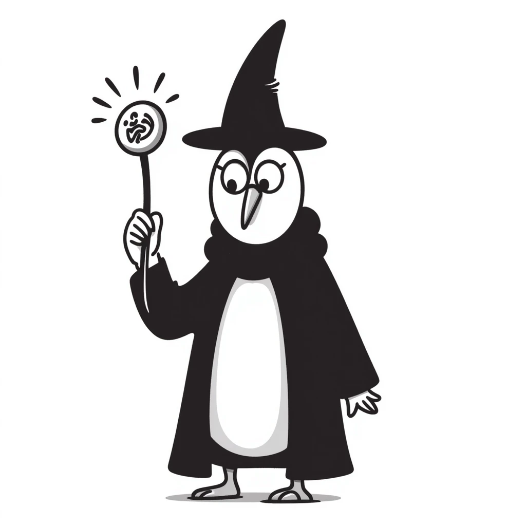 A penguin wizard emoji