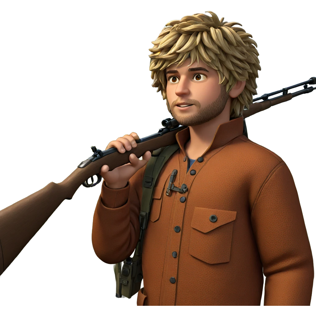 boy with rifle in nature emoji