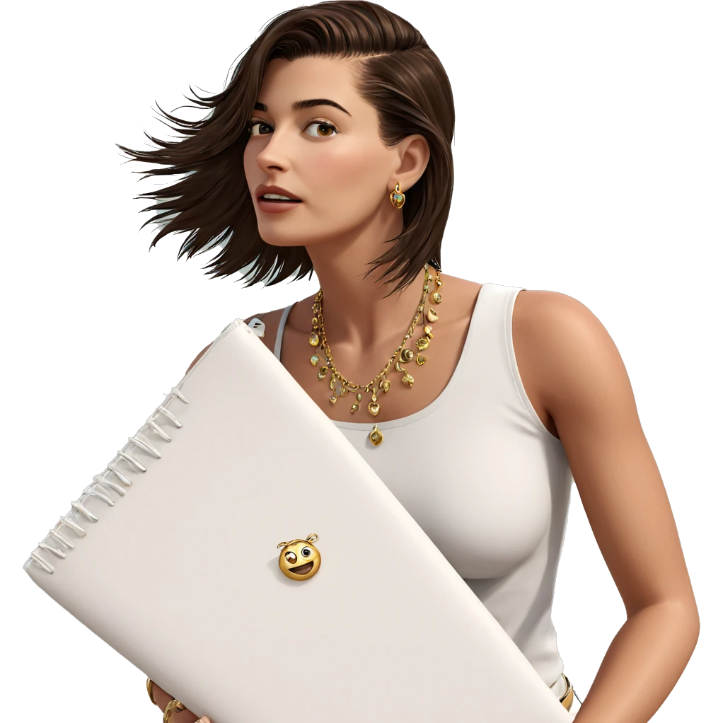 girl with jewelry at beach emoji