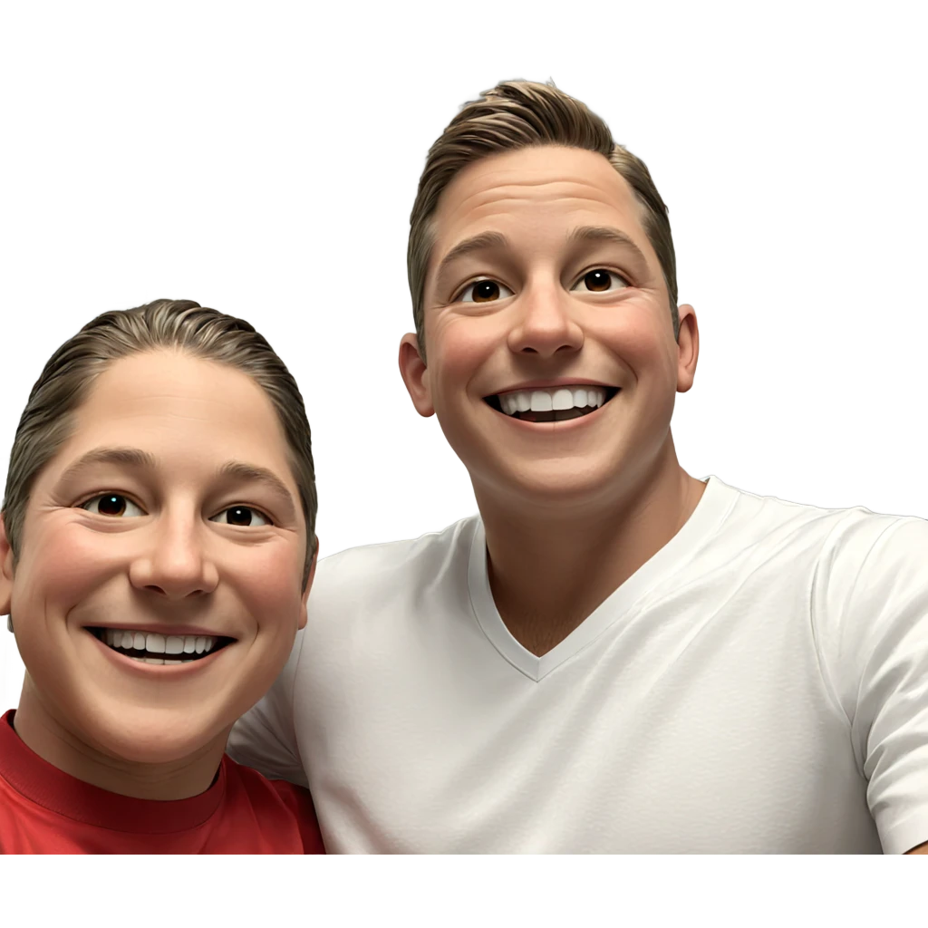 two boys sharing a smile emoji