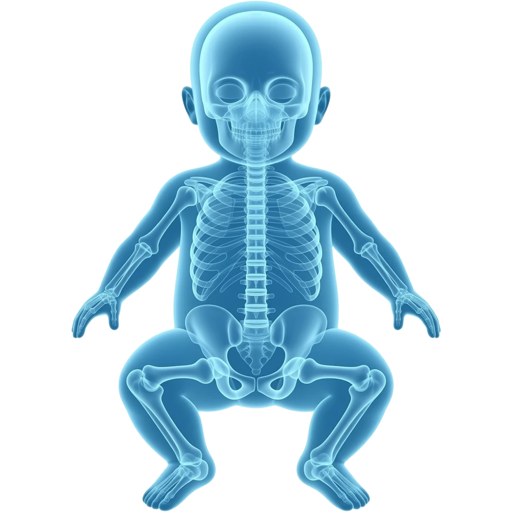 Full-body X-ray of a baby. Please express it in blue with adjusted transparency. emoji