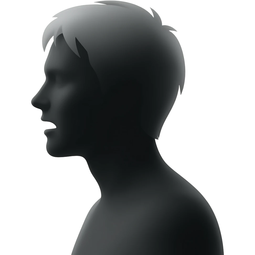 haz la silueta de una persona de lado (tipo sombra) que le salga lineas  de la boca como si estuviera hablando emoji