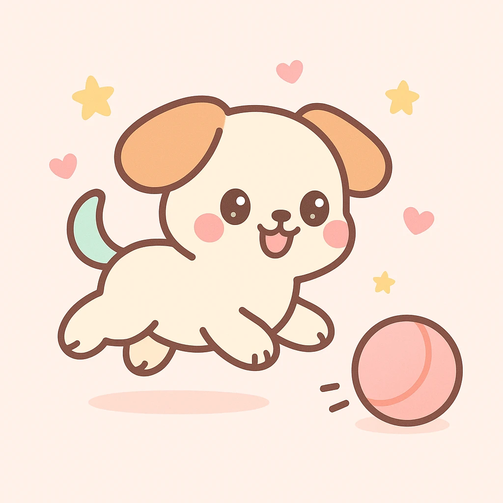 happy dog running after ball emoji