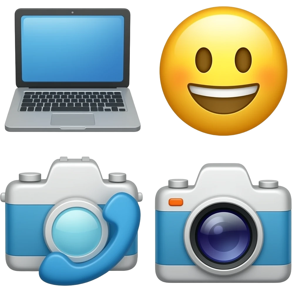 laptop, telefono y camara juntos en un mismo emoji emoji