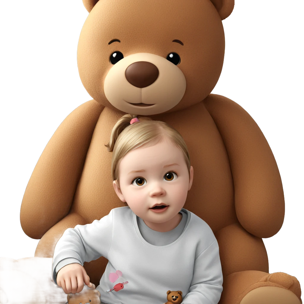 girl with teddy bear emoji