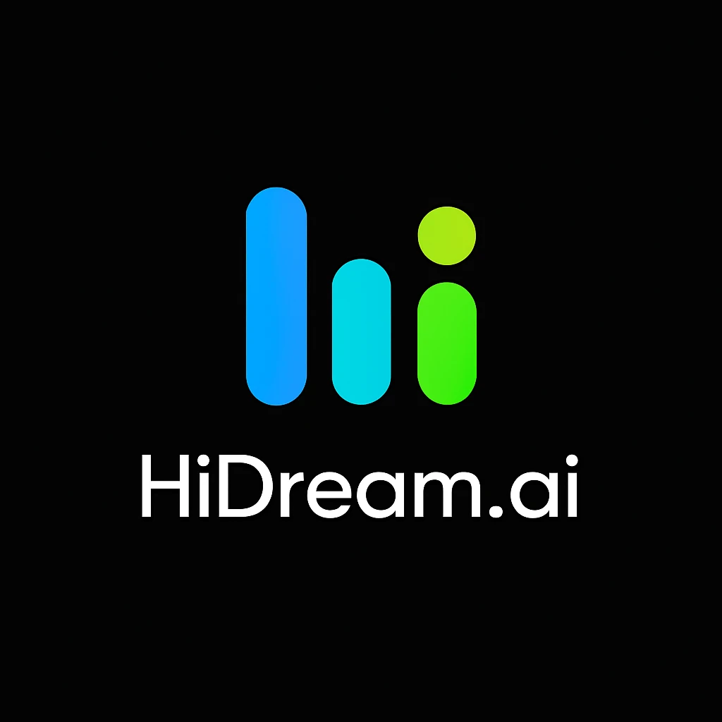 create high dream logo like this with text "HIDream Fast", black background  emoji