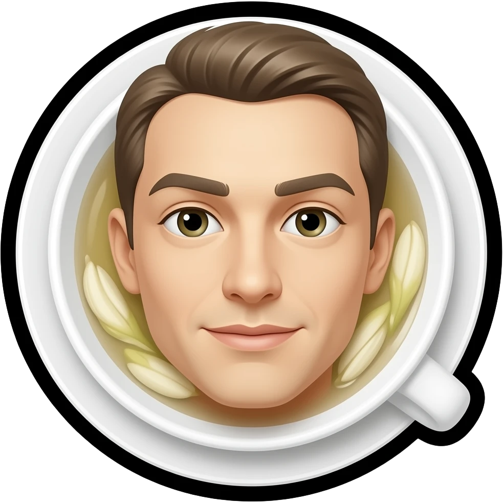 Catoon emoji, jasmine tea with black outer stroke emoji
