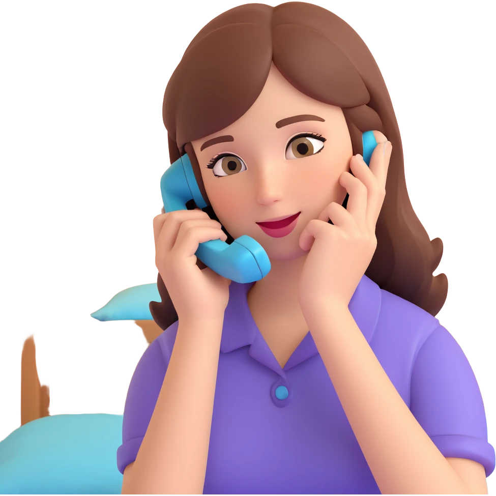 girl talking on phone bedroom background, close up pose emoji