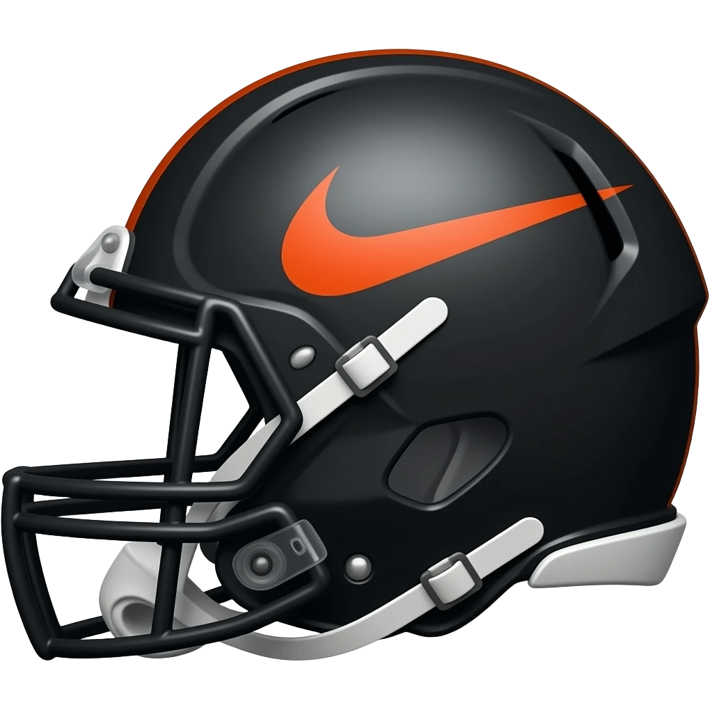 Nike football helmet black with dark orange logo facing the other side of helmet emoji