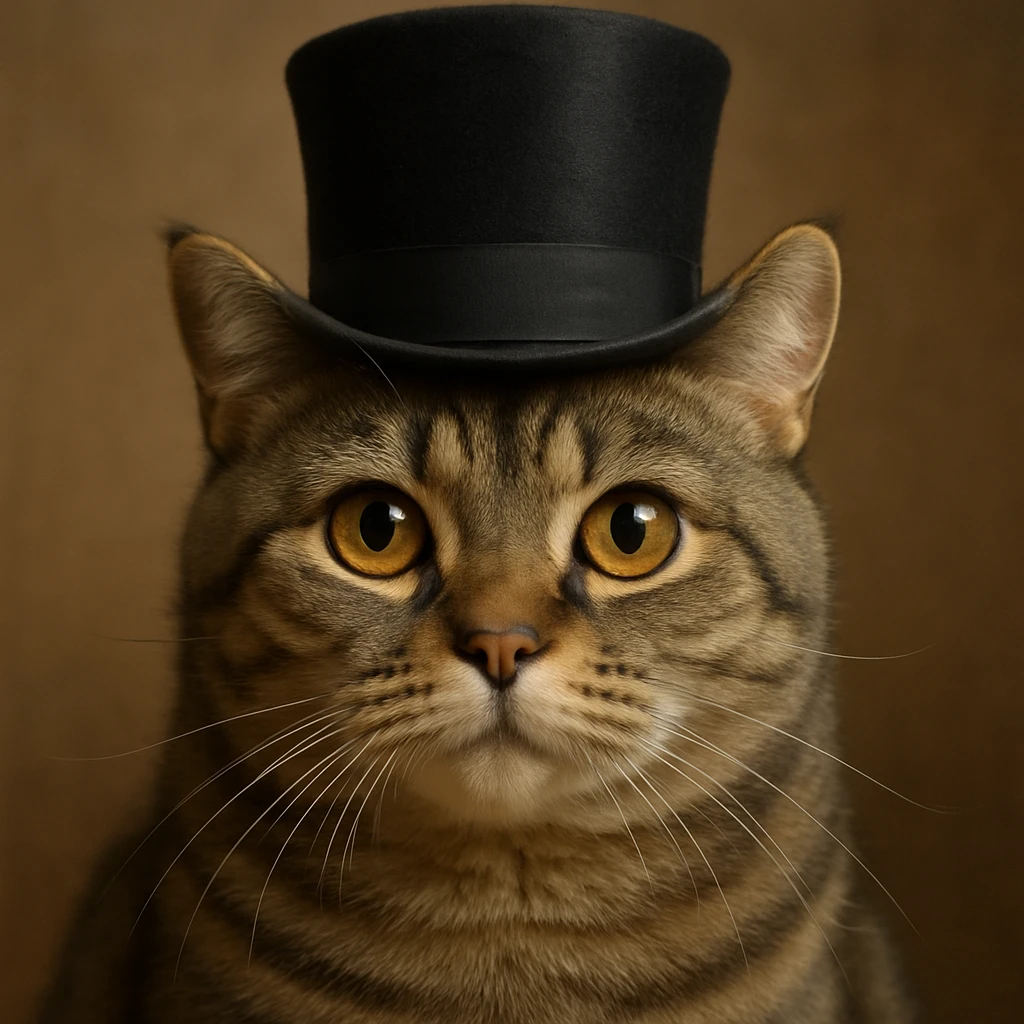 cat wearing a tophat emoji