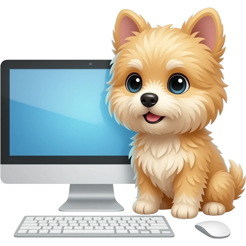 Very small fluffy together, dog computer emoji